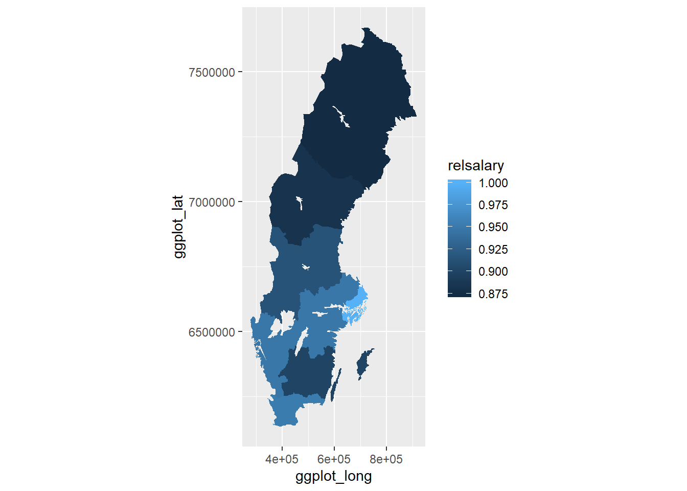 Engineers salaries in the different countys