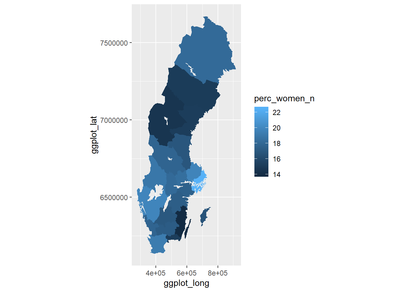 Percent women in the countys, 311 Physical and engineering science technicians